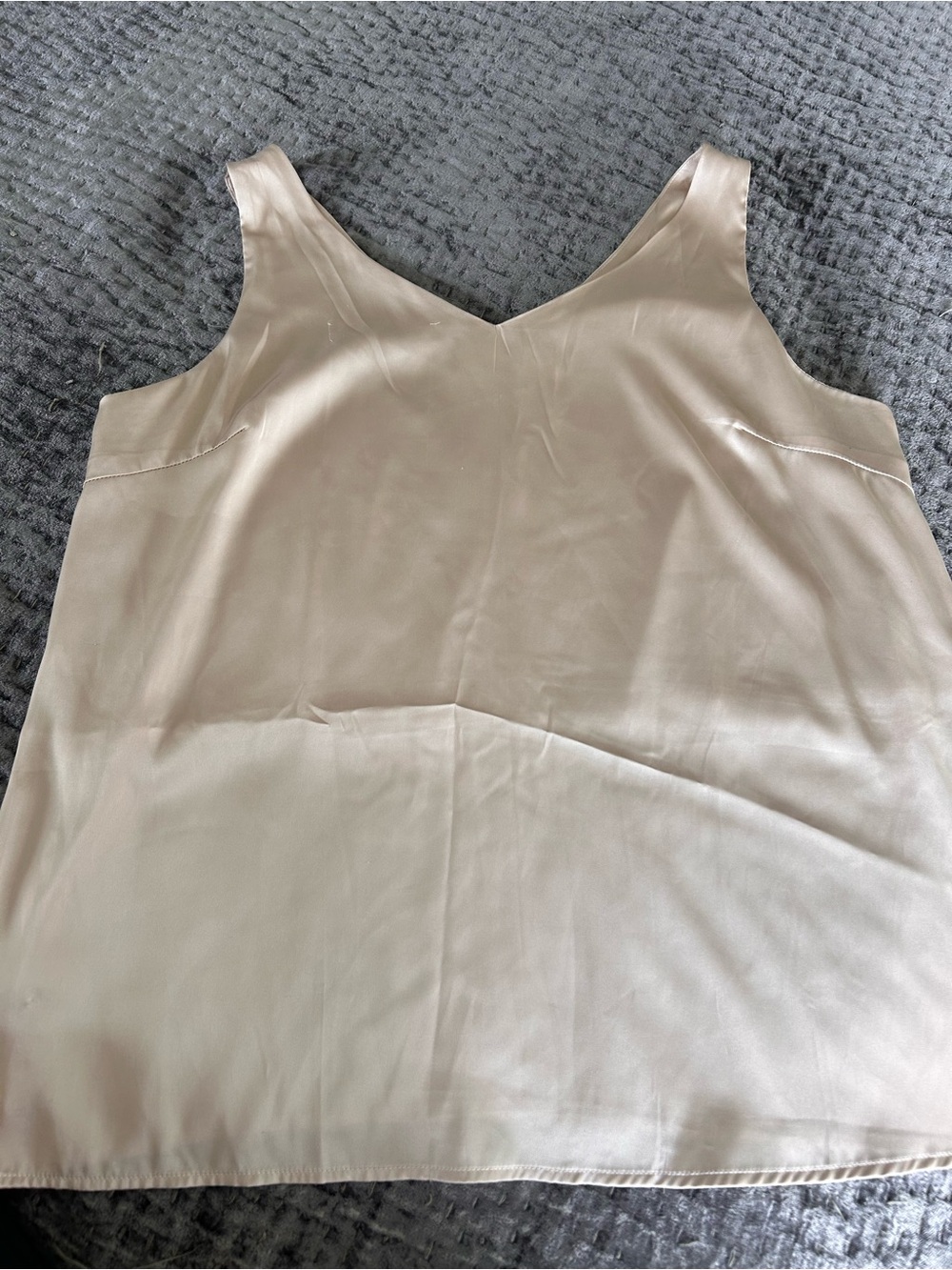 Cream V-Neck Satin Tank Top